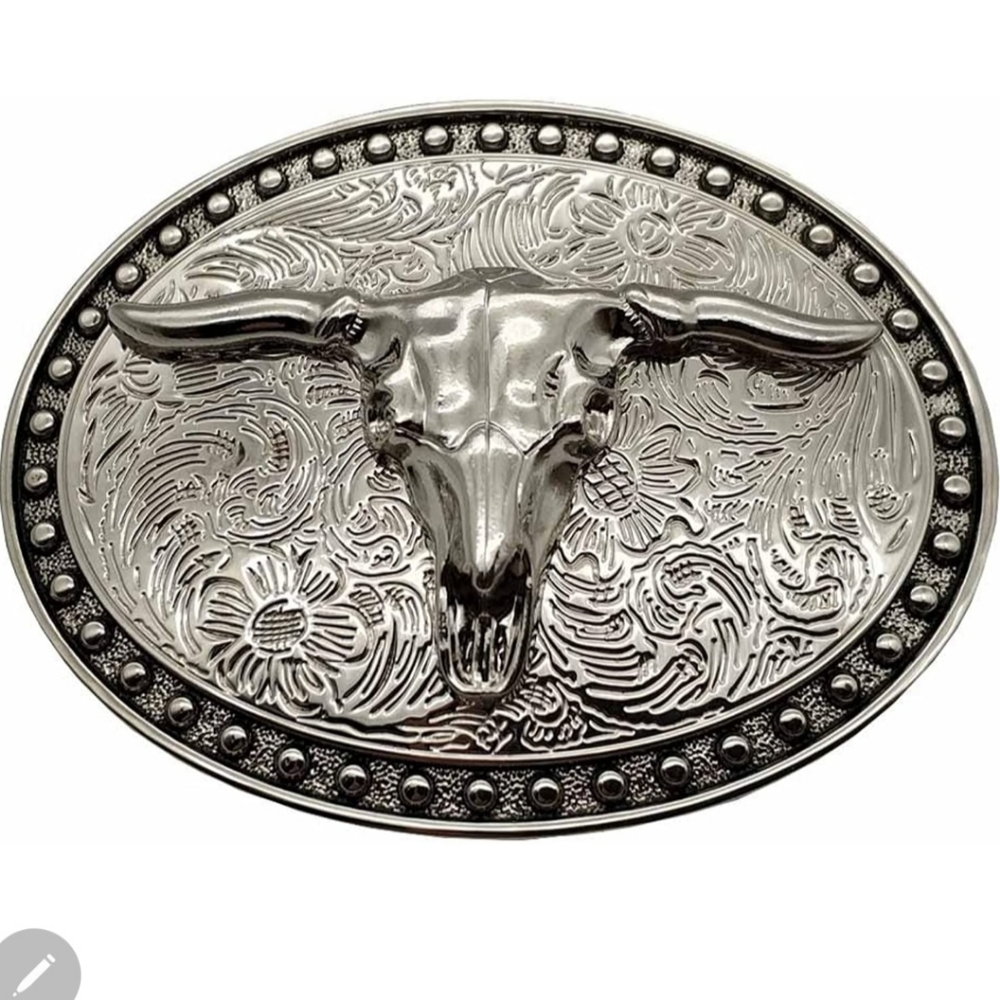 Western long horn steer bull rodeo belt Buckle